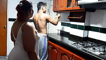 Young Latina Girl Cheats With Neighbor In Kitchen